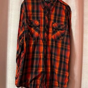 men’s INC red long sleeve button up